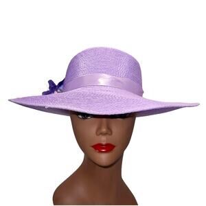 Lavender Wide Brim Derby Church Easter Tea Party Floral Veil Hat R.O.C.